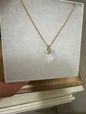 Delicate Gold Chain Necklace with Clear Crystal Pendant